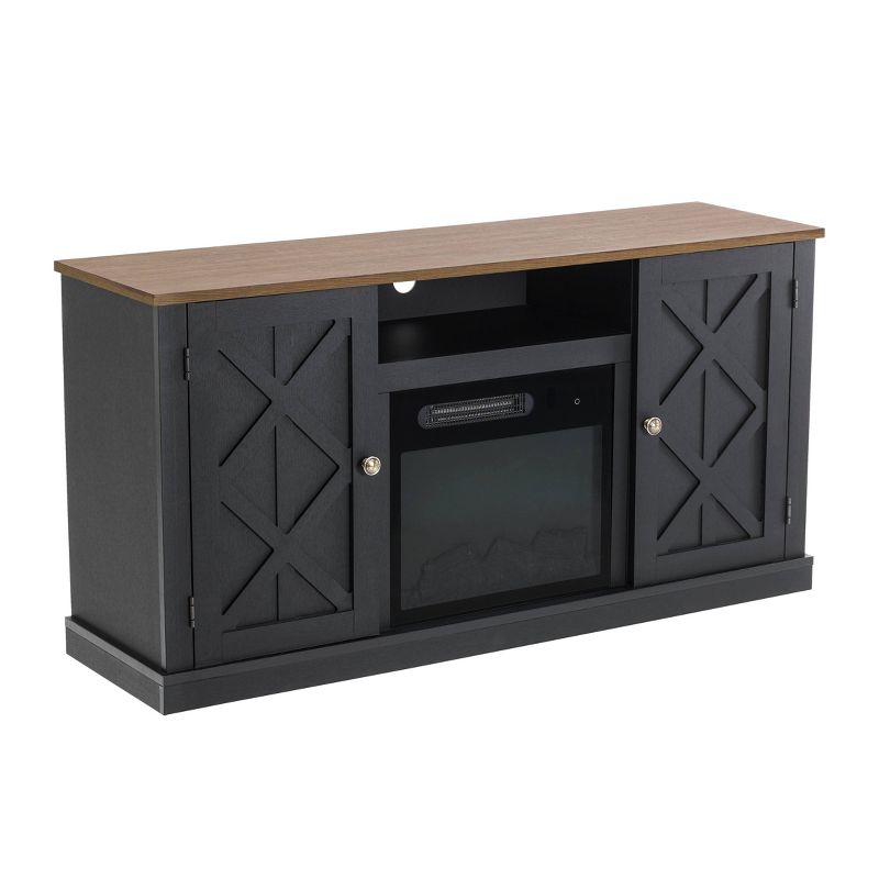 54" TV Stand For TVs up to 60" with Electric Fireplace Charcoal - Home Essentials