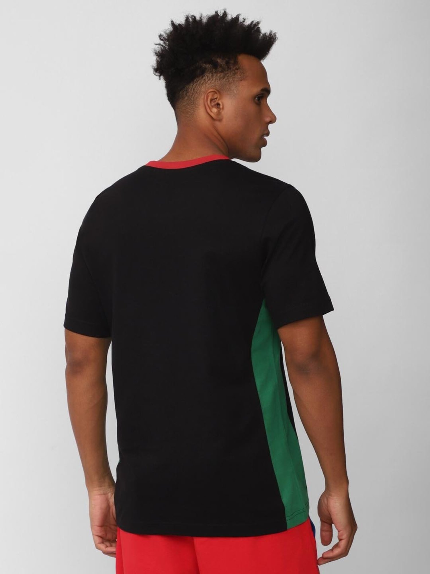 Reebok Black Cotton Slim Fit Printed T-Shirt