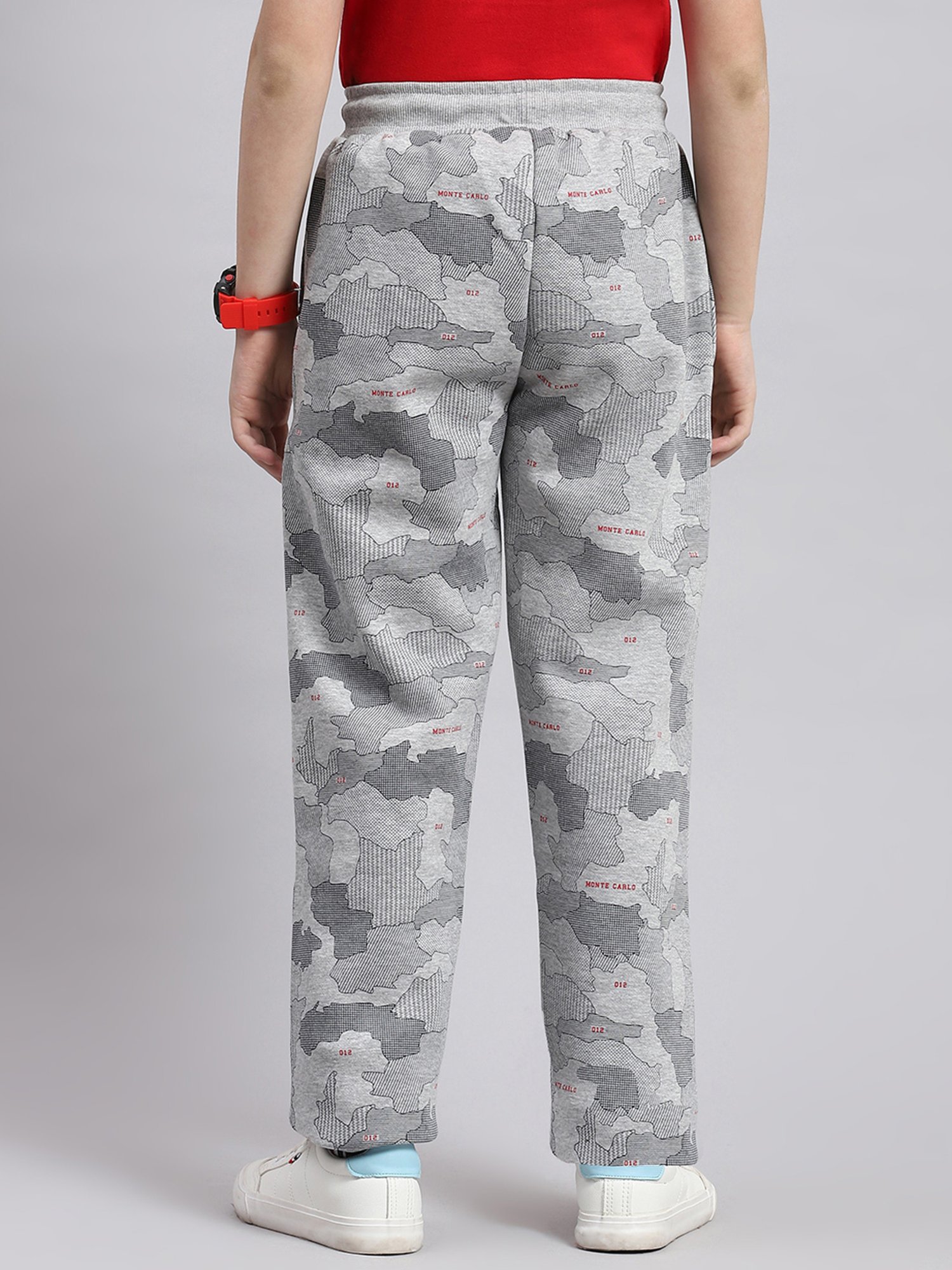 Monte Carlo Boys Grey Melange Printed Trousers