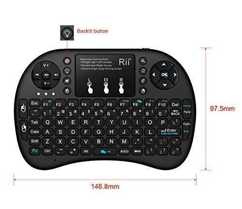 Rii i8+ 2.4GHz Mini Wireless Keyboard with Touchpad Mouse,LED Backlit,Rechargable Li-ion Battery (Updated 2017,Backlit)