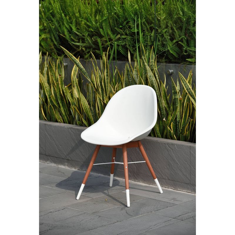 Metz 5pc Round Wood/Resin Patio Dining Set - White - Amazonia