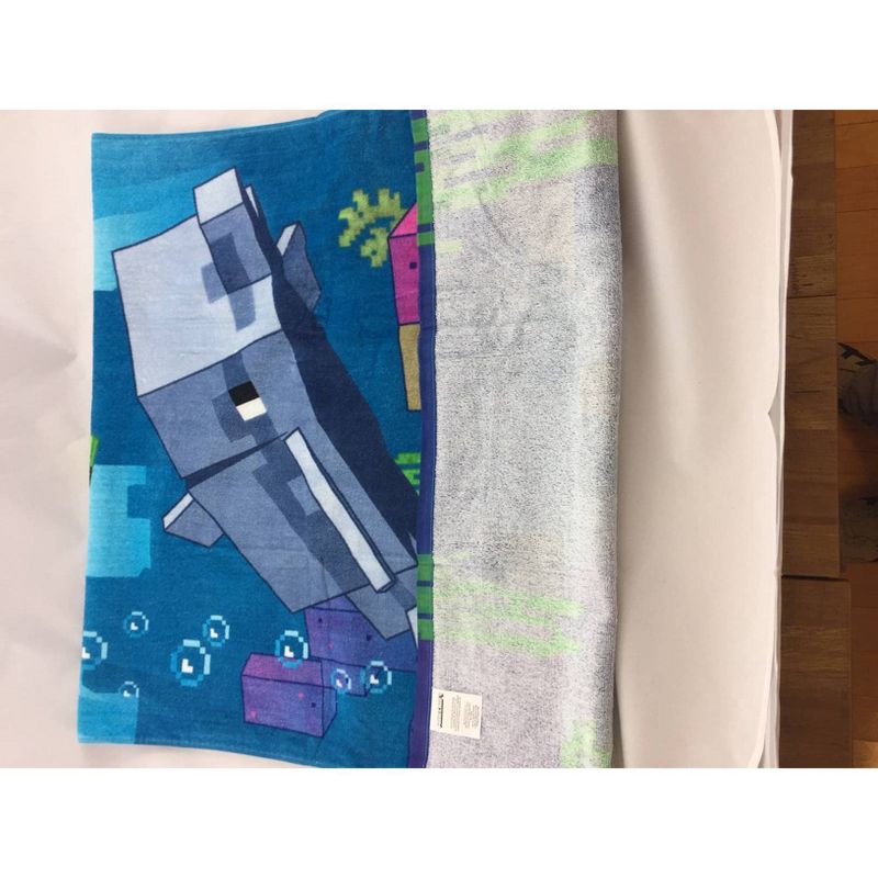 Swimming Around Beach Towel Blue - Minecraft