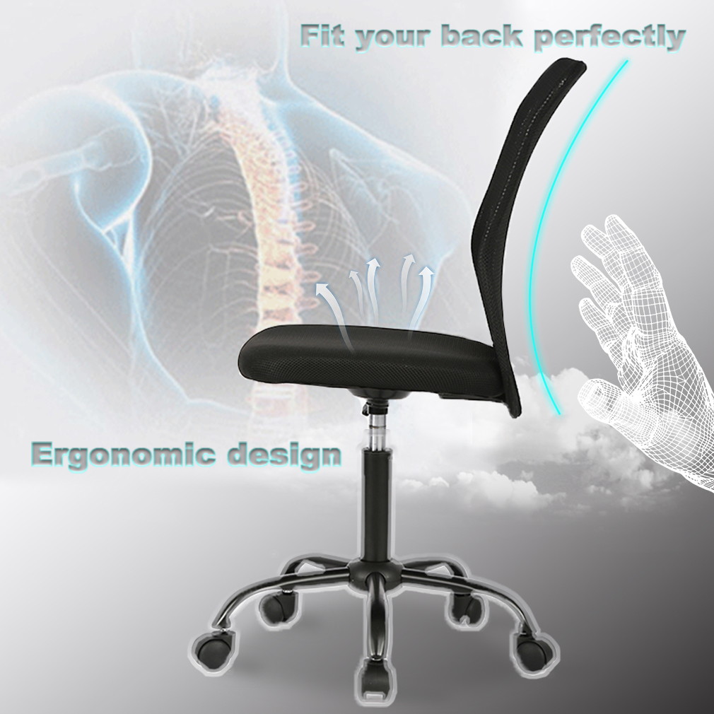 Ergonomic Office Chair Mesh Desk Chair Task Computer Chair Adjustable Stool Back Support Modern Executive Rolling Swivel Chair for Women&Men, Black