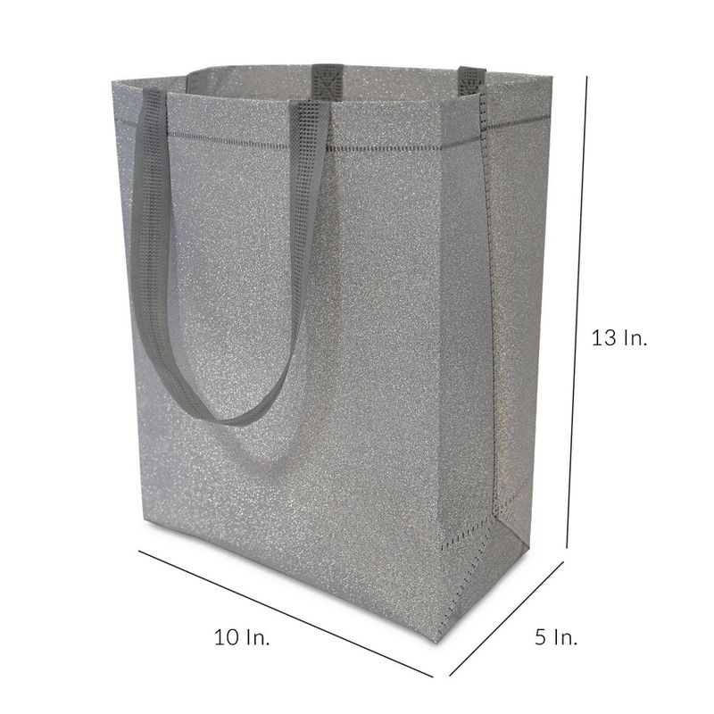 12pc Glitter Gift Bags Silver