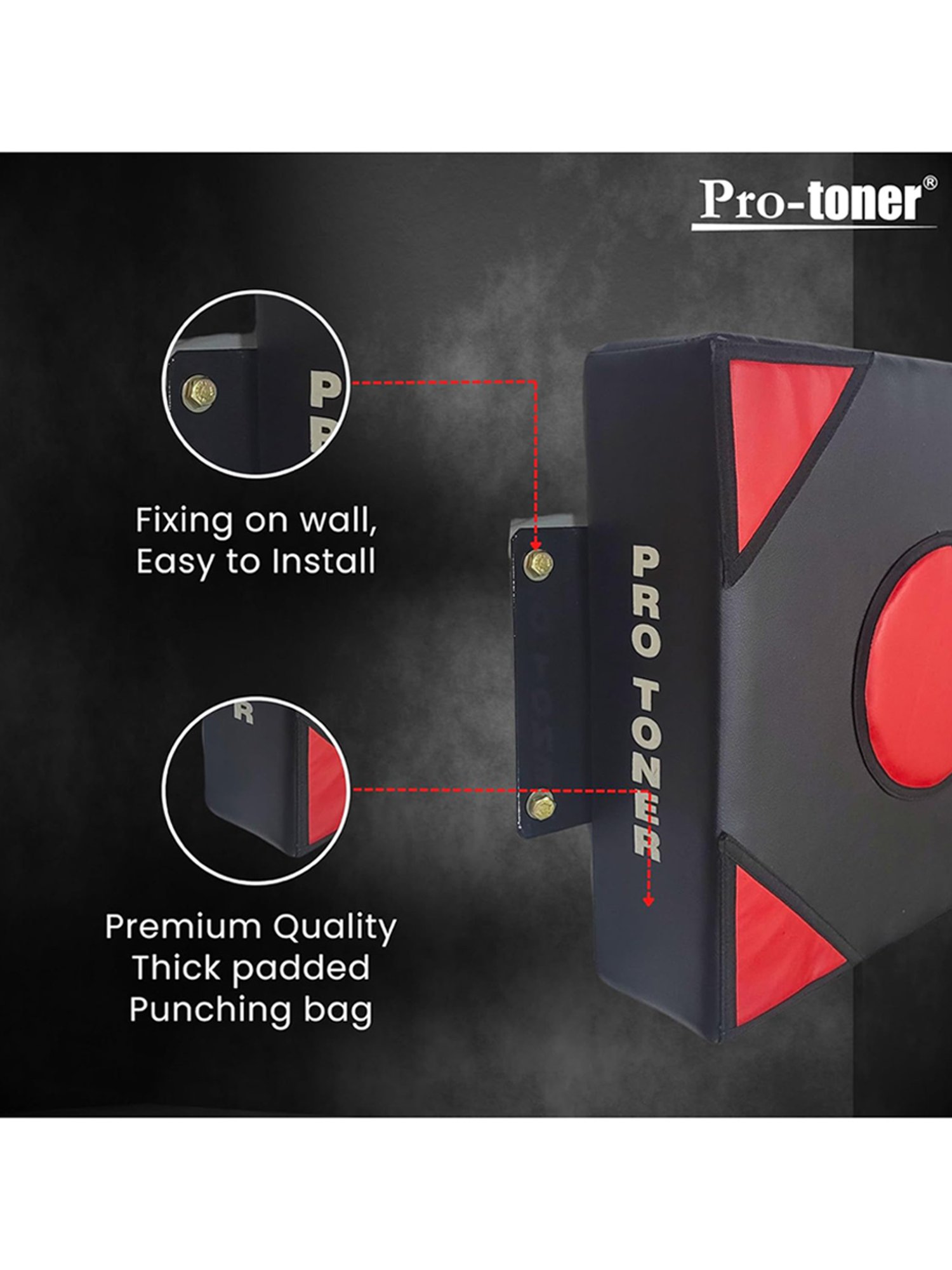 Protoner Wall Punching Bag (Black & Red)