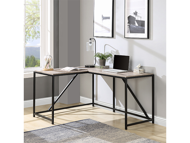 L-Shaped Corner Desk Computer Office Desk Gaming Desk PC Laptop Gaming Table Workstation Modern Style For Home Office Solid Metal Frame With Foot Rest,Walnut,GT51