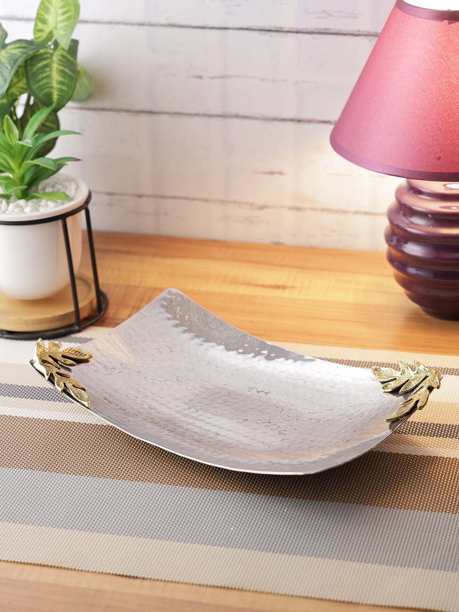 Aapno Rajasthan Silver & Golden Brass 15.5 cm Serving Tray - Set of 1