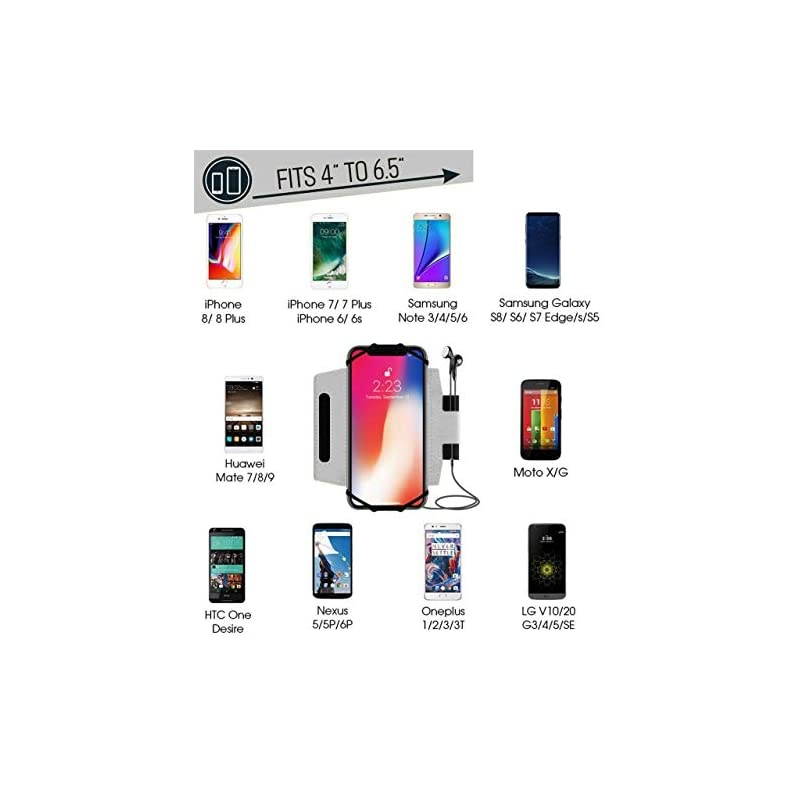 Rotatable Sports Running Armband for iPhone XR XS Max 8 8 Plus 7 6 Samsung Galaxy A8 S9 S8 S6 Edge Note LG Cell Phone Arm Holder for Men Women with Free Extender Strap Reflective