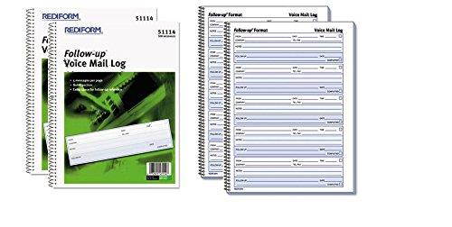 REDIFORM Follow-up Voice Mail Log, 10.625 x 8" 5 per Page, 500 Messages (51114) (2)