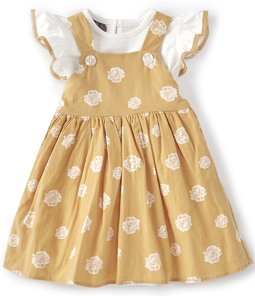 Pippa & Julie Baby Girls Newborn-24 Months Flutter-Sleeve Tee & Floral Jumper Dress Set