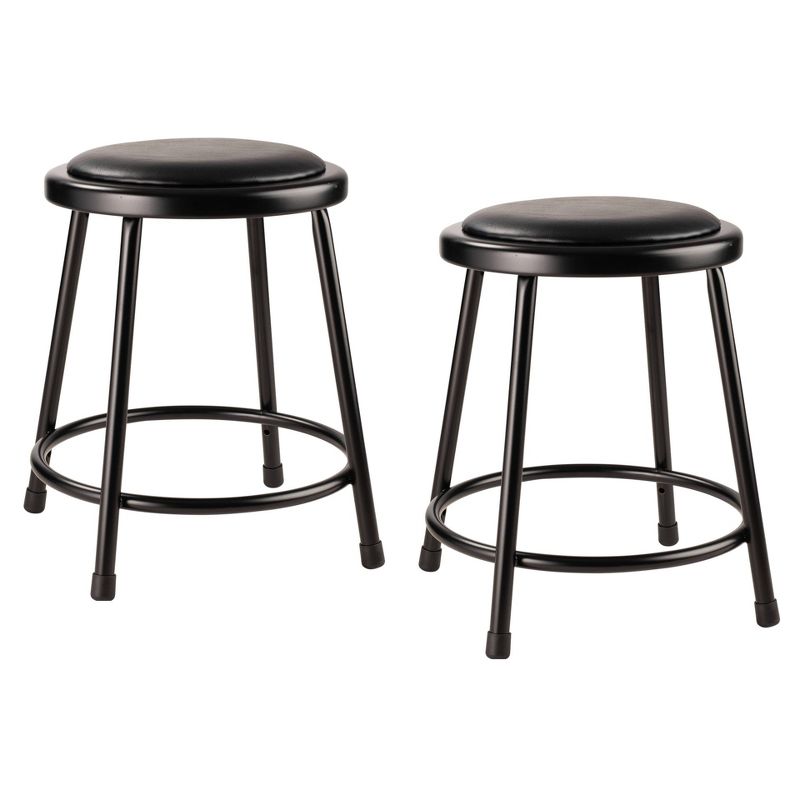 2pk 18" Heavy Duty Vinyl Padded Steel Stool Black - Hampton Collection