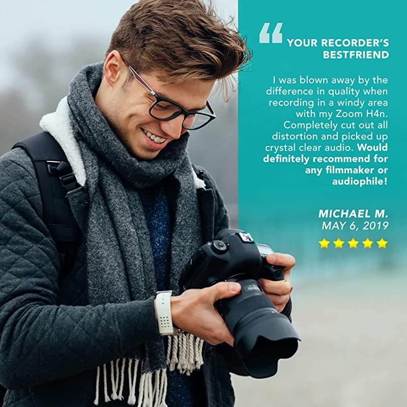 WSR30 Professional Furry Windscreen with Acoustic Foam Technology for Zoom H4n H5 H6 Tascam DR100 MKII and Sony PCMD50 Portable Digital Recorders