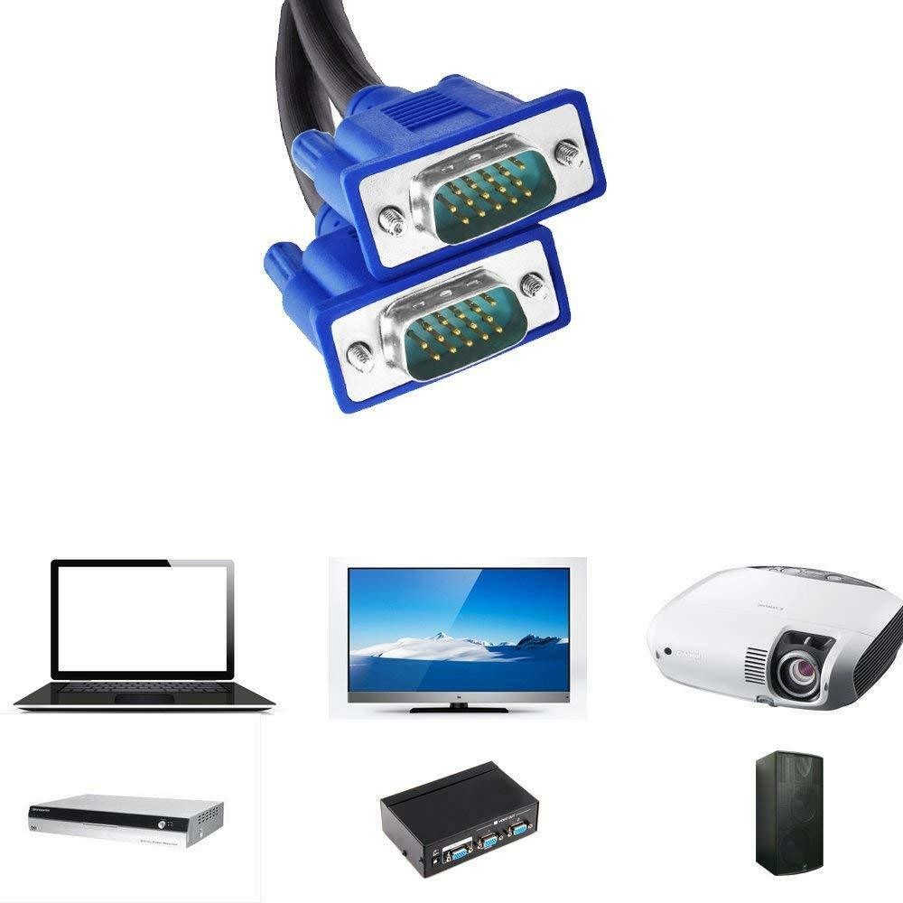 5 FT 5feet 15 PIN SVGA VGA Monitor M M Male 2 Male Cable BLUE CORD FOR PC TV