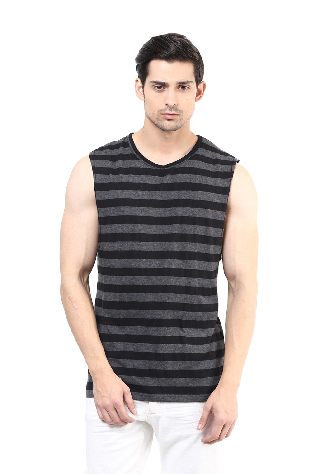 Hypernation Black & Grey Sleeveless T-Shirt
