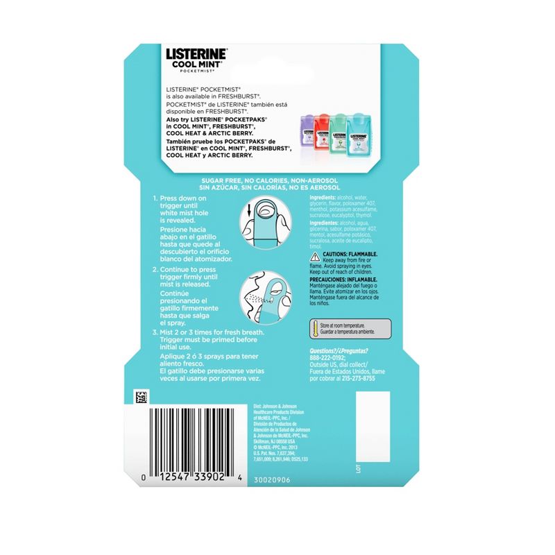 Listerine Cool Mint Pocketmist Oral Care Mist to Get Rid of Bad Breath - 2pk
