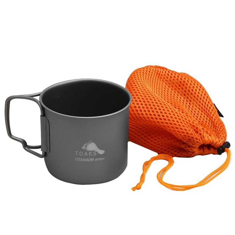 TOAKS 375ml Titanium Camping Cup with Foldable Handles