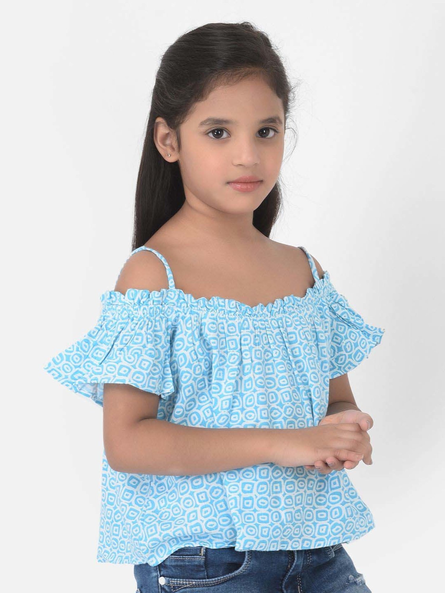 Crimsoune Club Kids Blue & White Printed Top