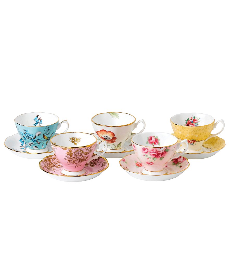 Royal Albert 100 Years 1950-1990 Teacups & Saucer (Set of 5)