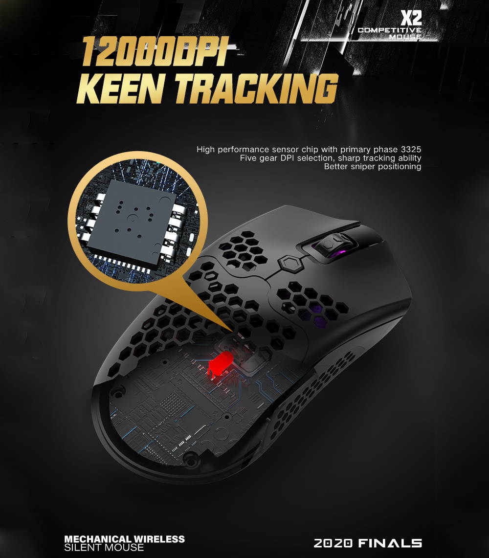 7 Buttons Wired Wireless Dual Mode Gaming Mouse 2.4GHz 5 Gears 12000 DPI Adjustable RGB Backlit Ergonomic Mice Lightweight Honeycomb Shell Gamer Mice Optical Mouse