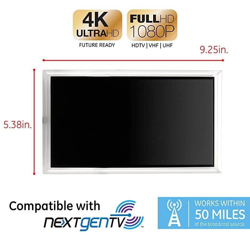 Indoor TV Antenna Amplified Long Ran HD 4K 1080P VHF UHF Extendable Dipole Rabbit Ears Amplifier Signal Booster Digital HDTV Antenna Smart TV Compatible 6Ft Coaxial Cable 34134