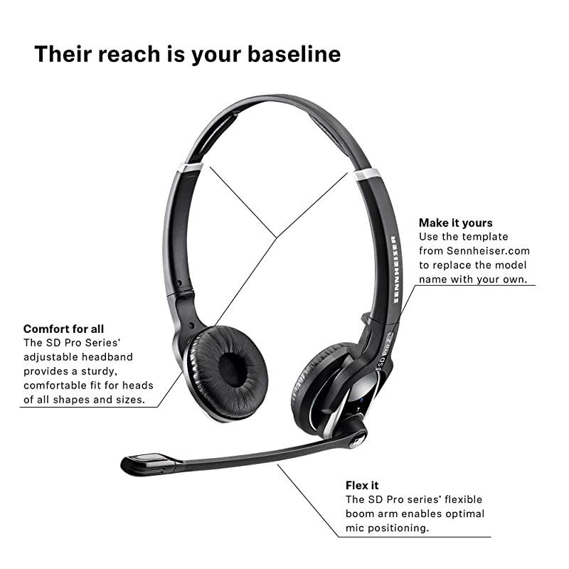 SD Pro2 ML Double-Sided Multi Connectivity Wireless Headset for Desk Phone & Skype for Business Ultra Noise-Cancelling Microphone, Black