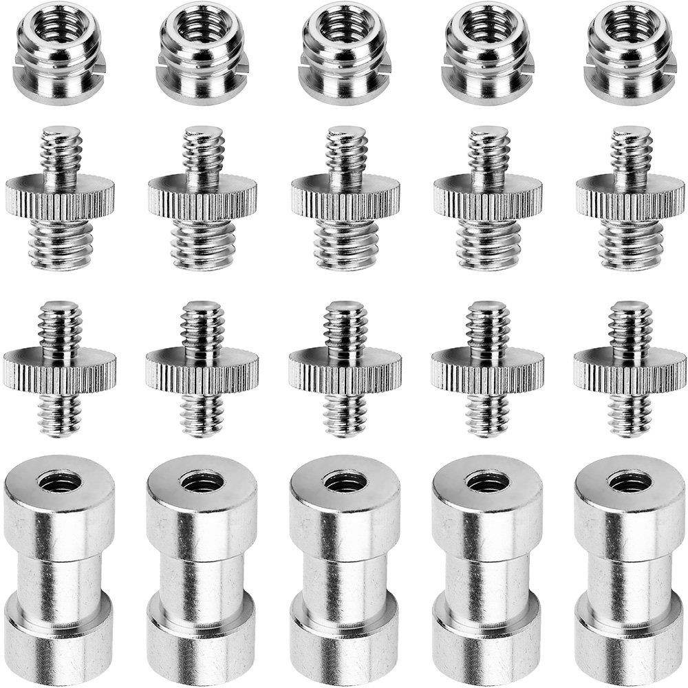 Anwenk 1/4 to 3/8 Screw Adapter Converter Threaded Screws Adapter Spigot Screw Mount Set for Camera Tripod Monopod Ballhead Flash Light Stand Shoulder Rig