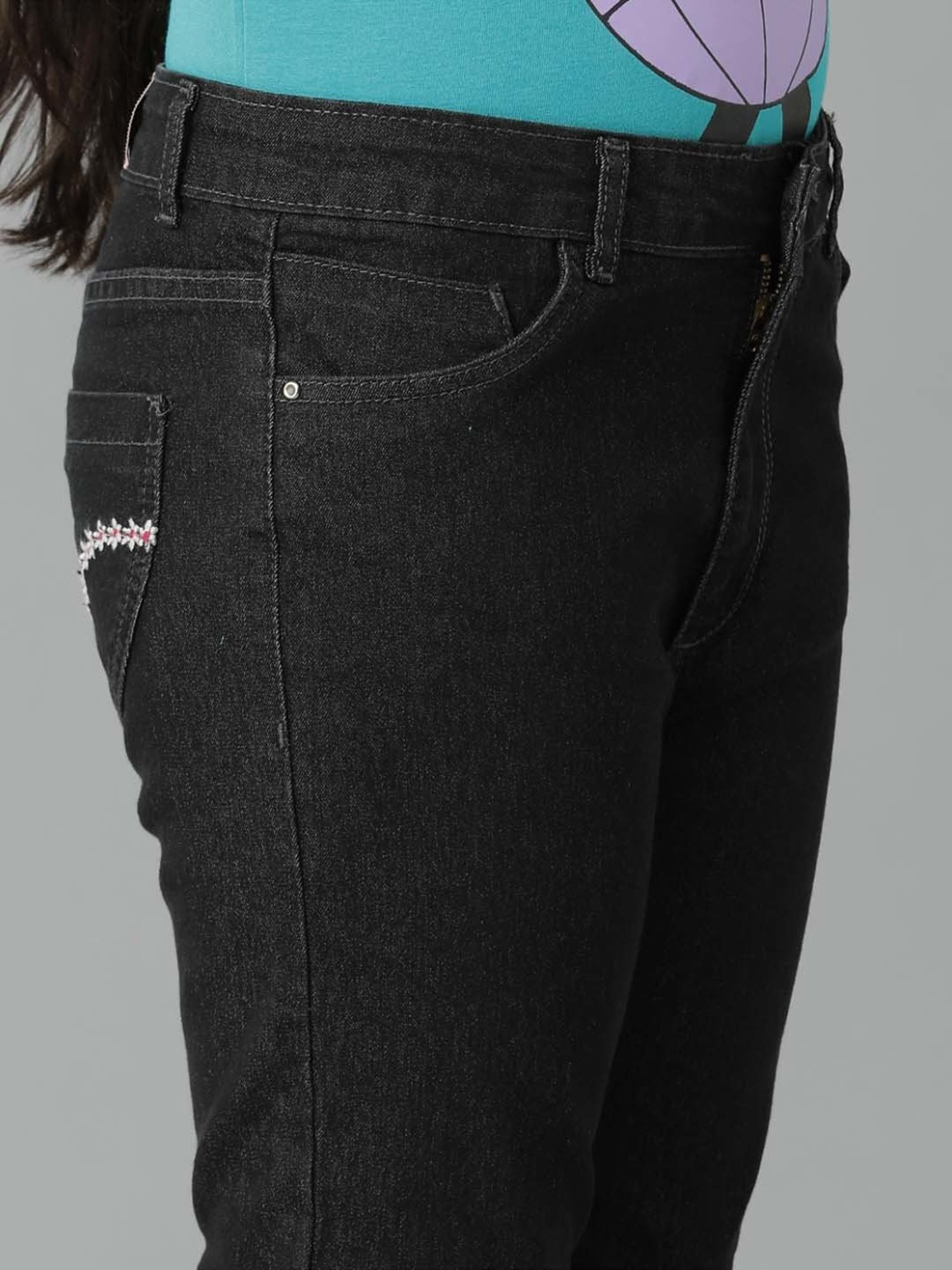 Under Fourteen Only Girls Grey Regular Fit Jeans