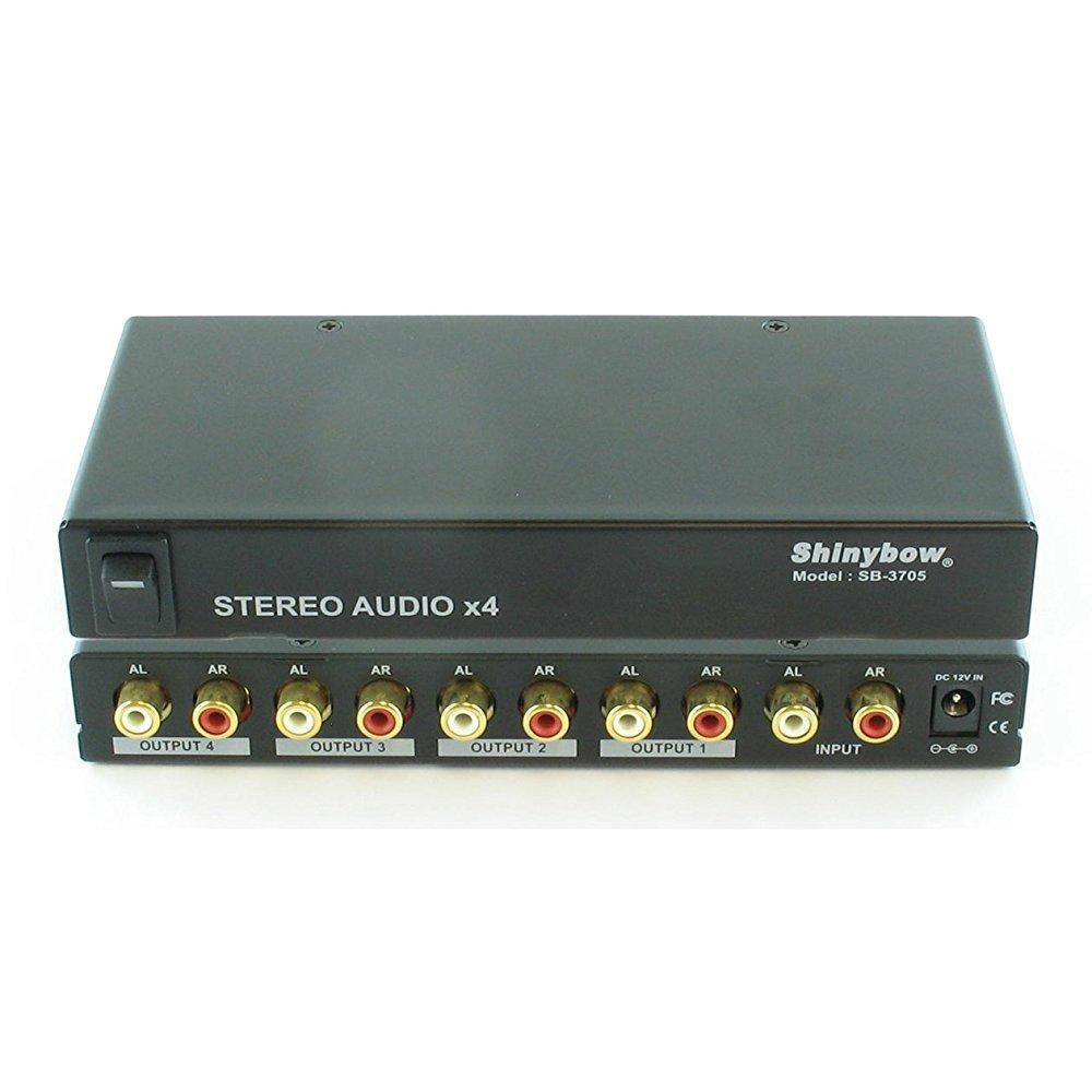 Shinybow 1x4 (1:4) 4-Way Stereo Analog R/L Audio Splitter Distribution Amplifier SB-3705