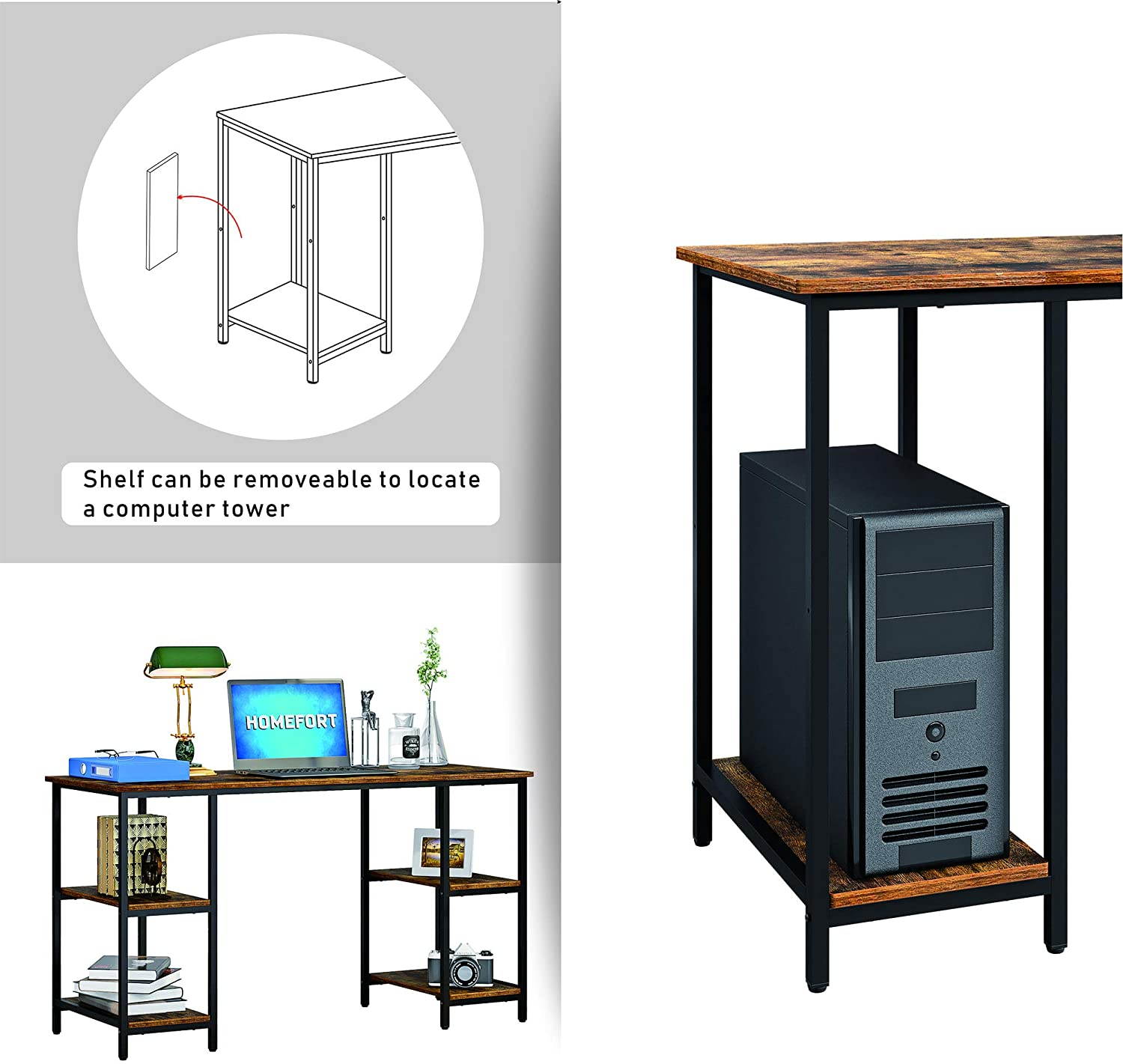 43 inch Gaming Desk Racing Style Computer Desk Living Room Desk Home Office Desk Writing Table Study Table With Cable Management Hole and Adjustable Foot Pads