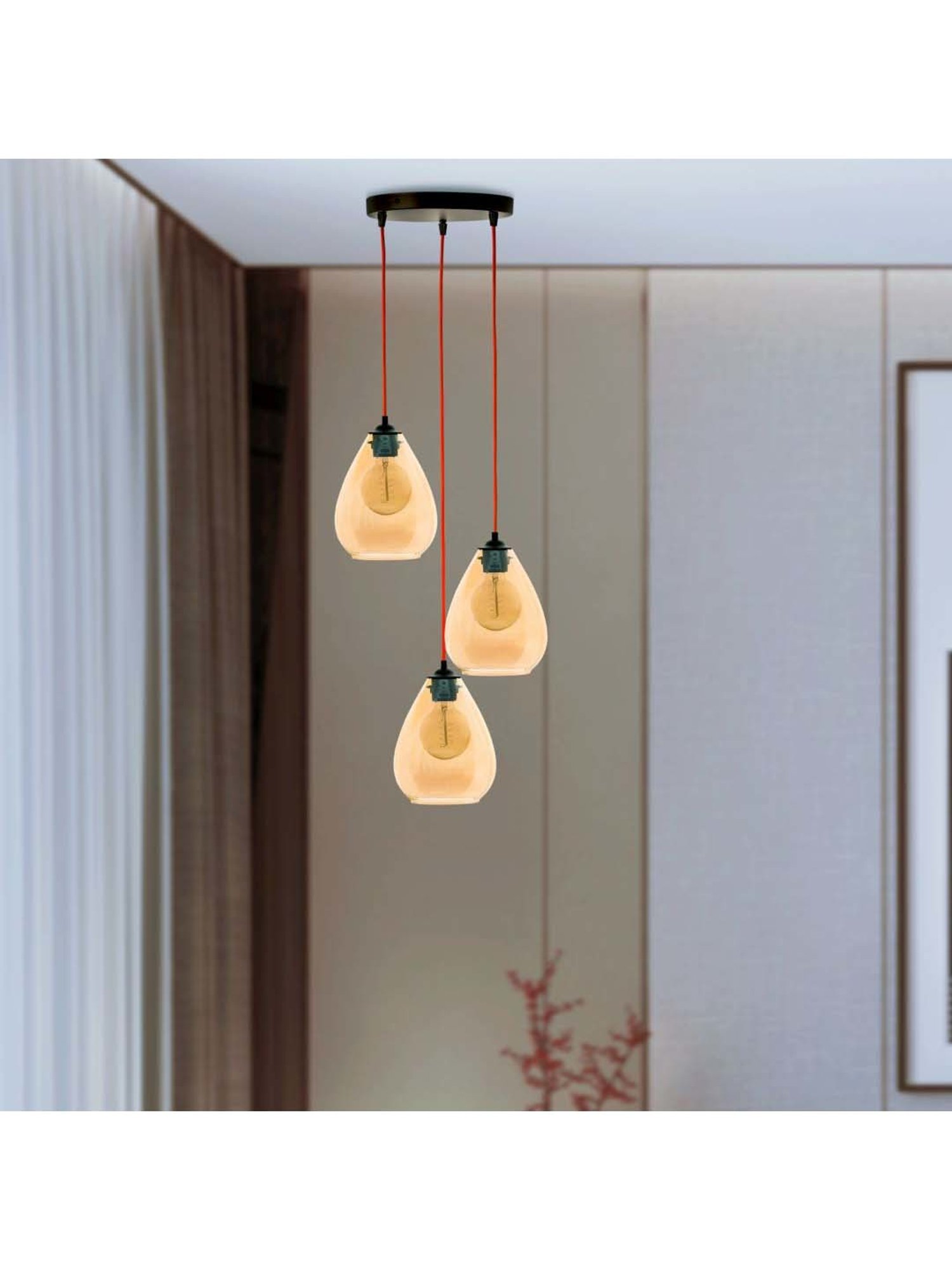 Kapoor E Illuminations Fondi Amber Glass Cluster Round Hanging Light