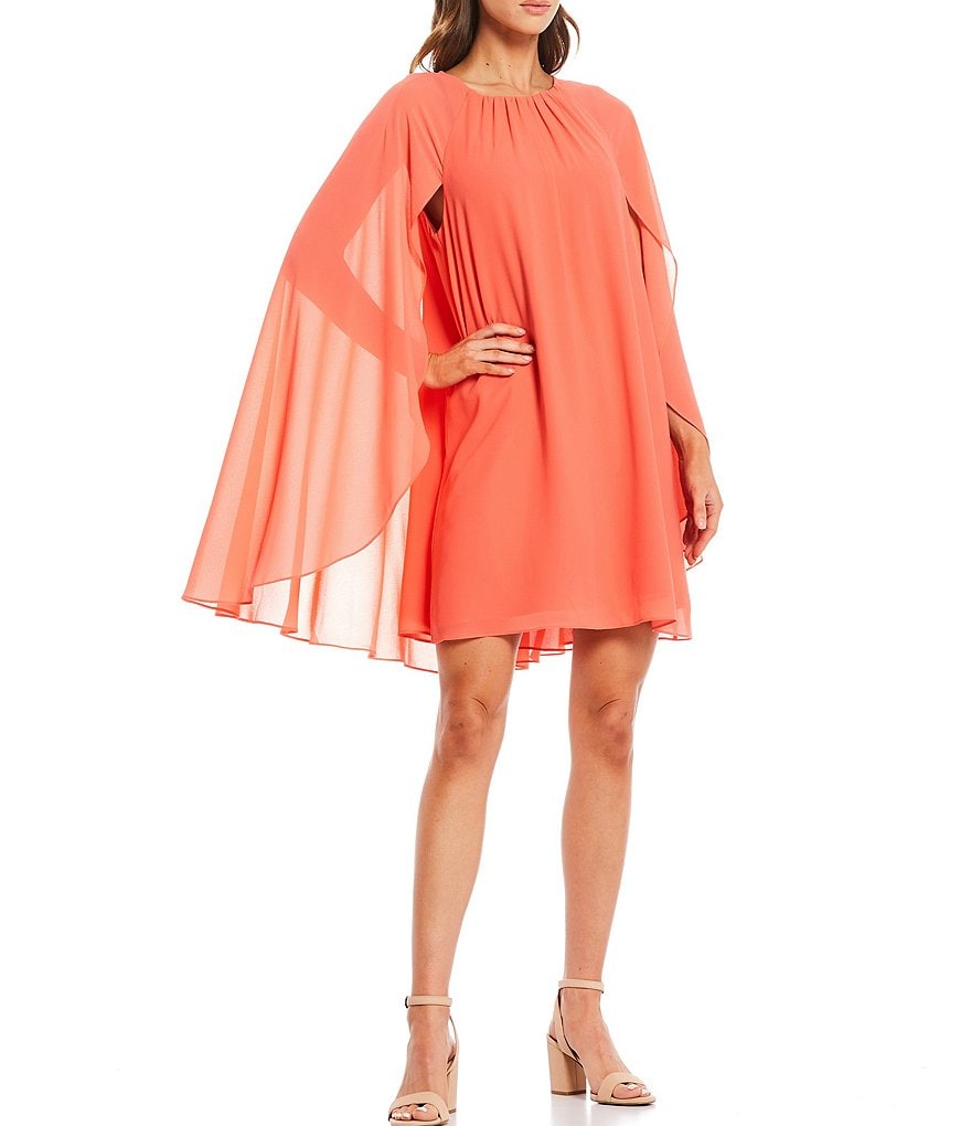 Alex Evenings Illusion Sleeve Embroidered V-Neck A-Line Midi Dress