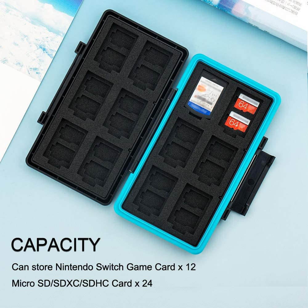 36 Slots Switch Game Card Case for 12 Nintendo Games and 24 Micro SD Cards on Nintendo Switch, Switch Card Holder Storage for for Nintendo Switch or PS Vita, Water-Resistant Anti-Shock Game Card Box