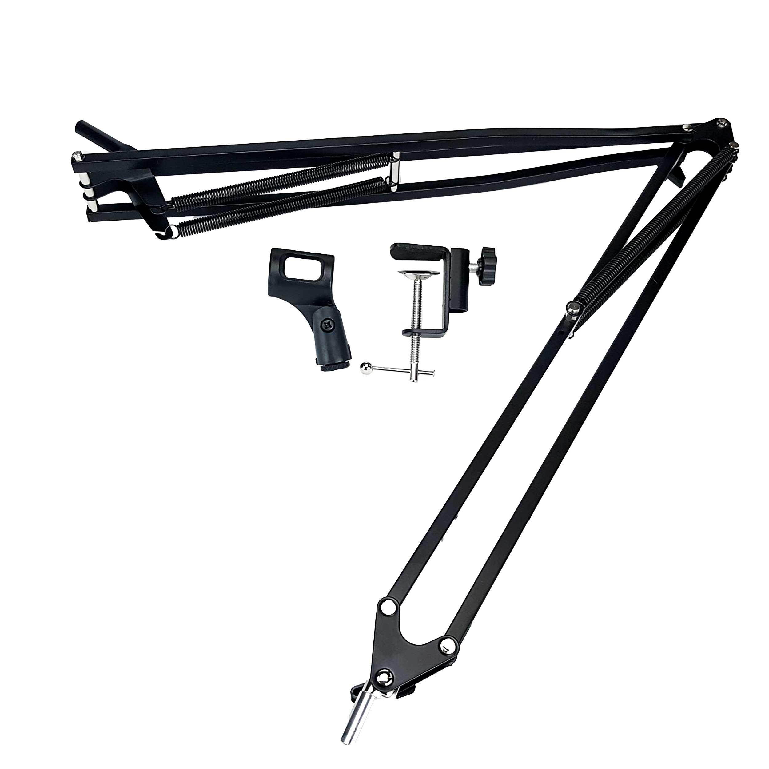 Nady DBMS-19 Desktop Boom Microphone Stand - Use it for podcasts or radio transmissions, sturdy metal frame, includes mounting brackets and microphone clip