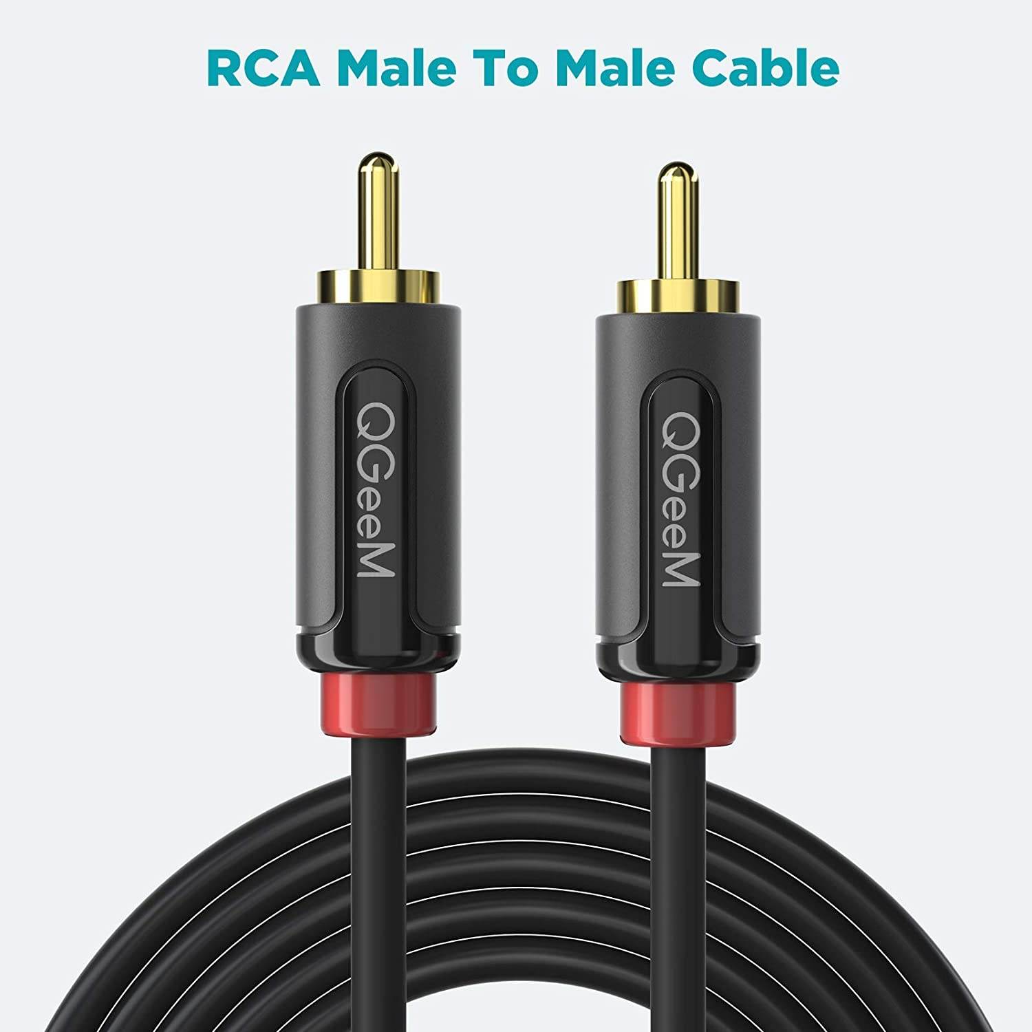 RCA Stereo Cable 6FT,QGeem RCA to RCA Cable,Digital & Analogue,Double-Shielded for Headphones,Home System,Car Stereo, iPods, iPhones,MP3 Players and More,RCA Stereo Audio Cable