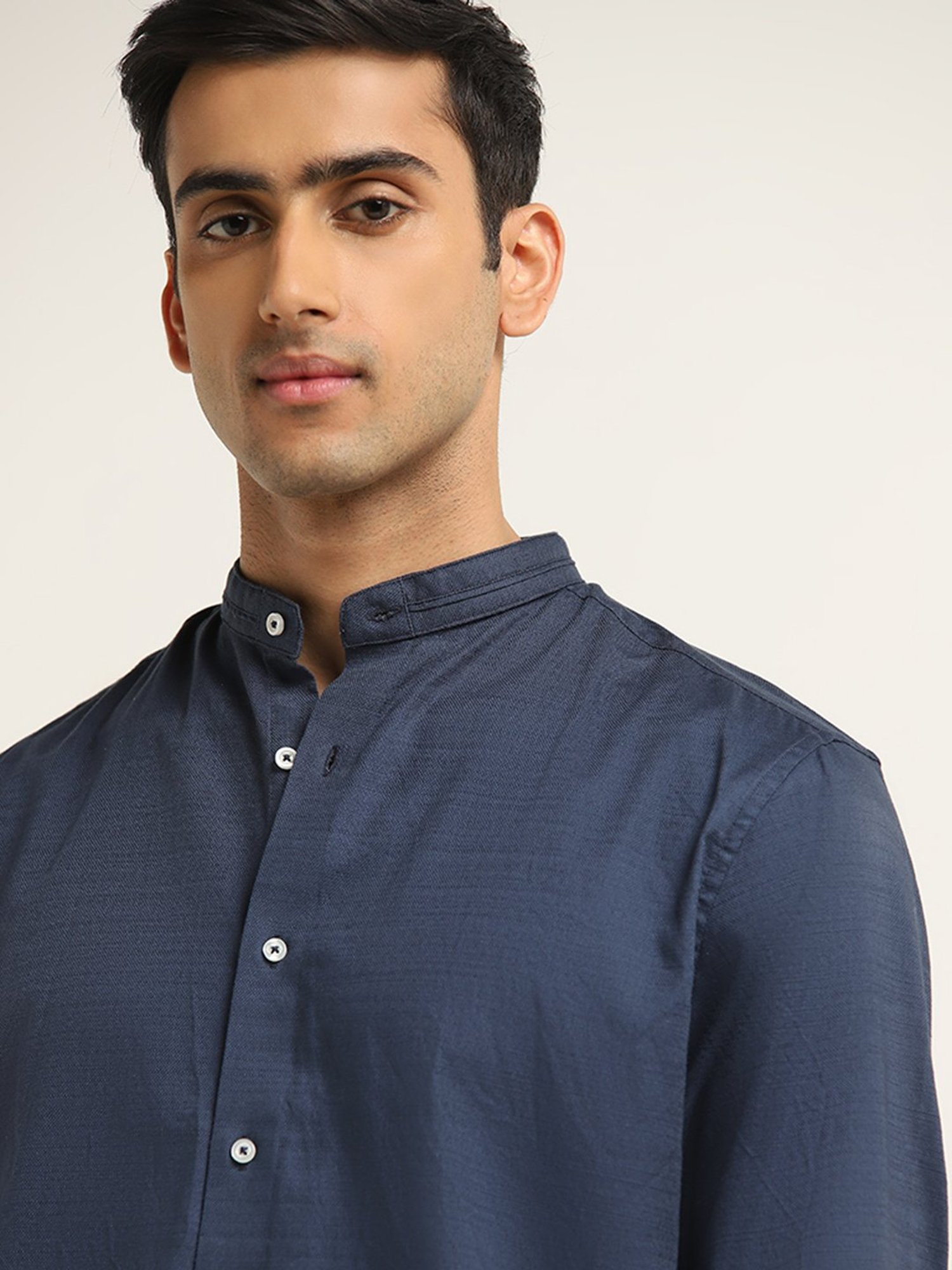 Ascot by Westside Indigo Solid Relaxed-Fit Cotton Shirt