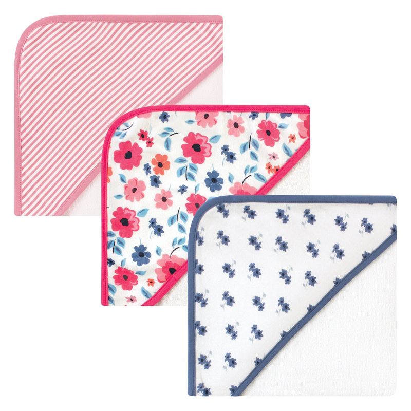 Touched by Nature Baby Girl Organic Cotton Hooded Towels, Garden Floral, One Size