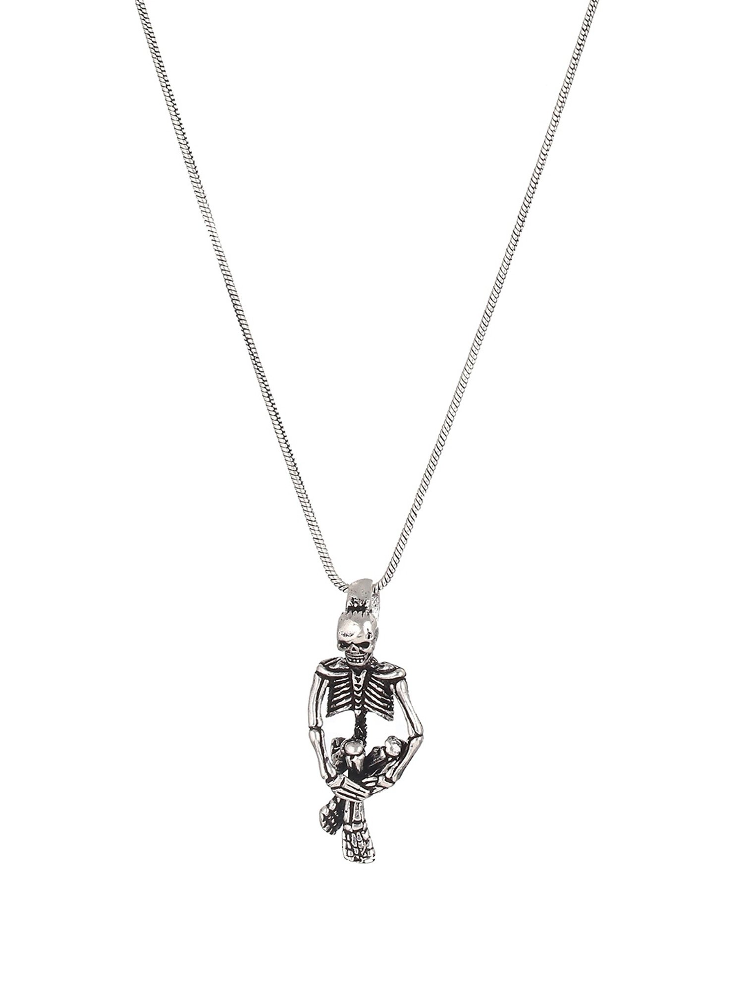 Bold by Priyaasi Sitting Skeleton Black Casual Pendant With Chain for Men