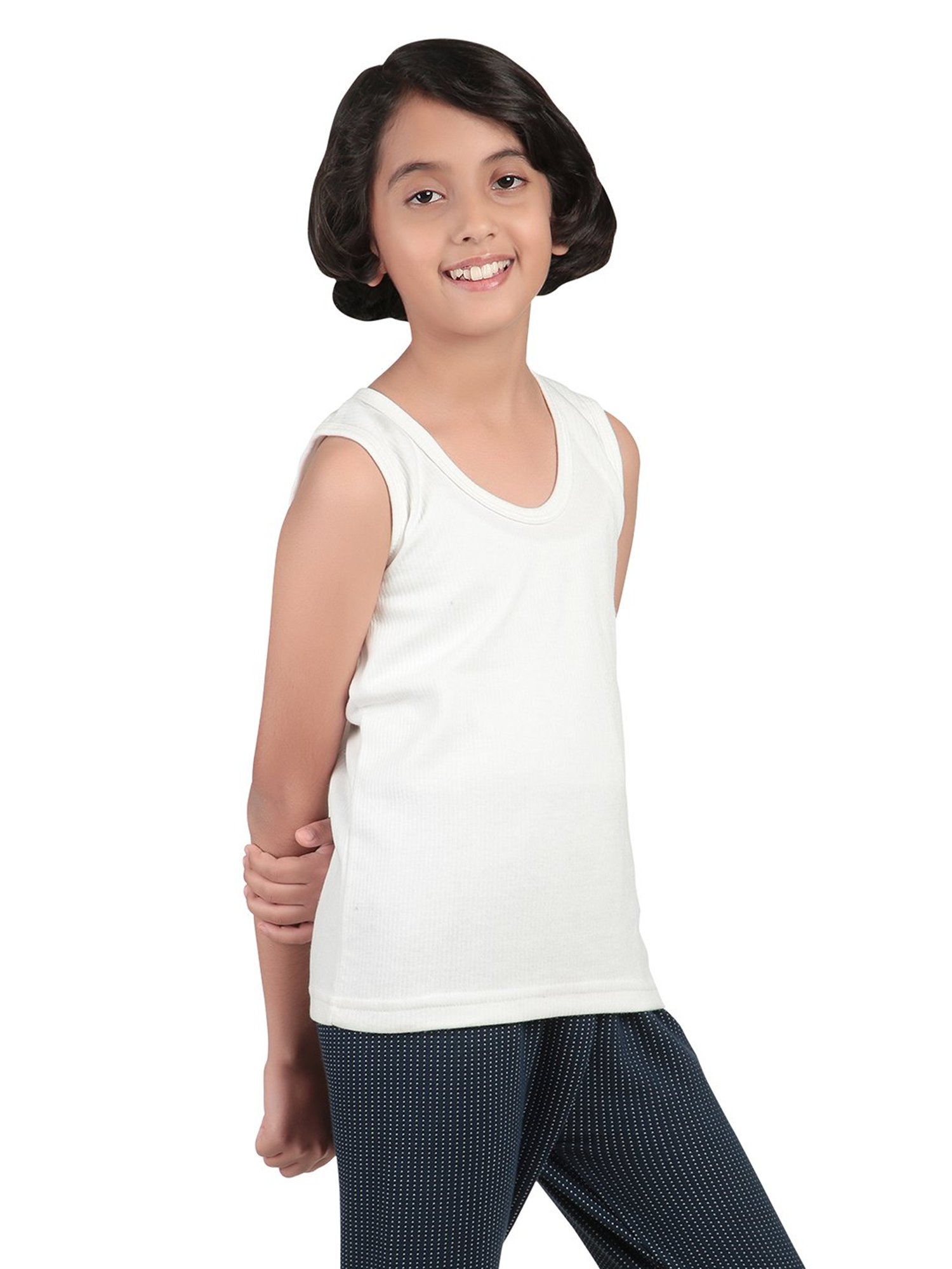 Dyca Kids Grey Melange Textured Thermal Top (Pack Of 2)