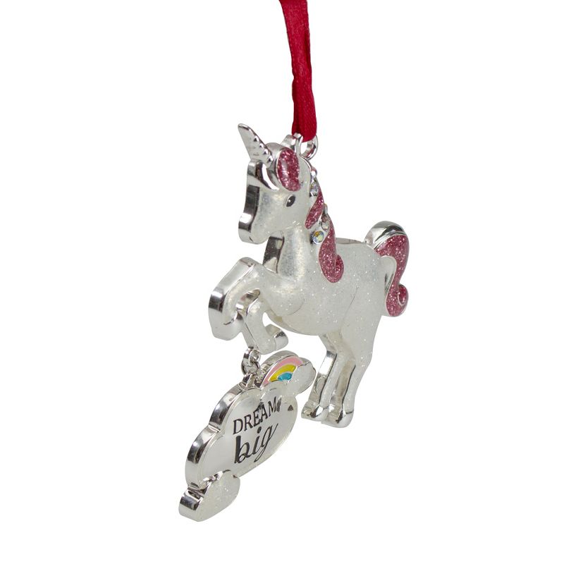 Northlight 3.25" Silver Plated Dream Big Unicorn with European Crystals Christmas Ornament