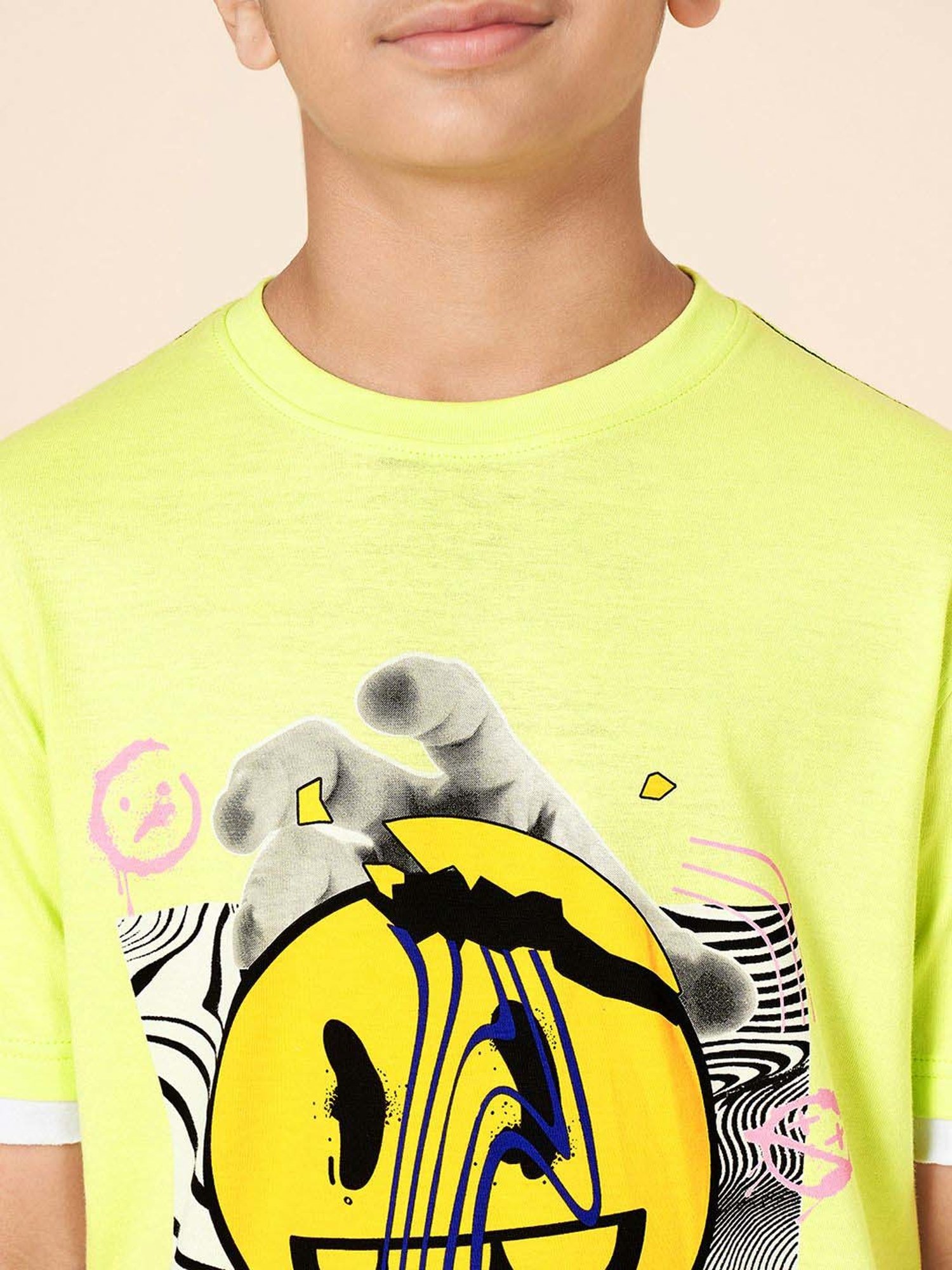 Coolsters by Pantaloons Boys Sunny Lime Cotton Printed T-Shirts