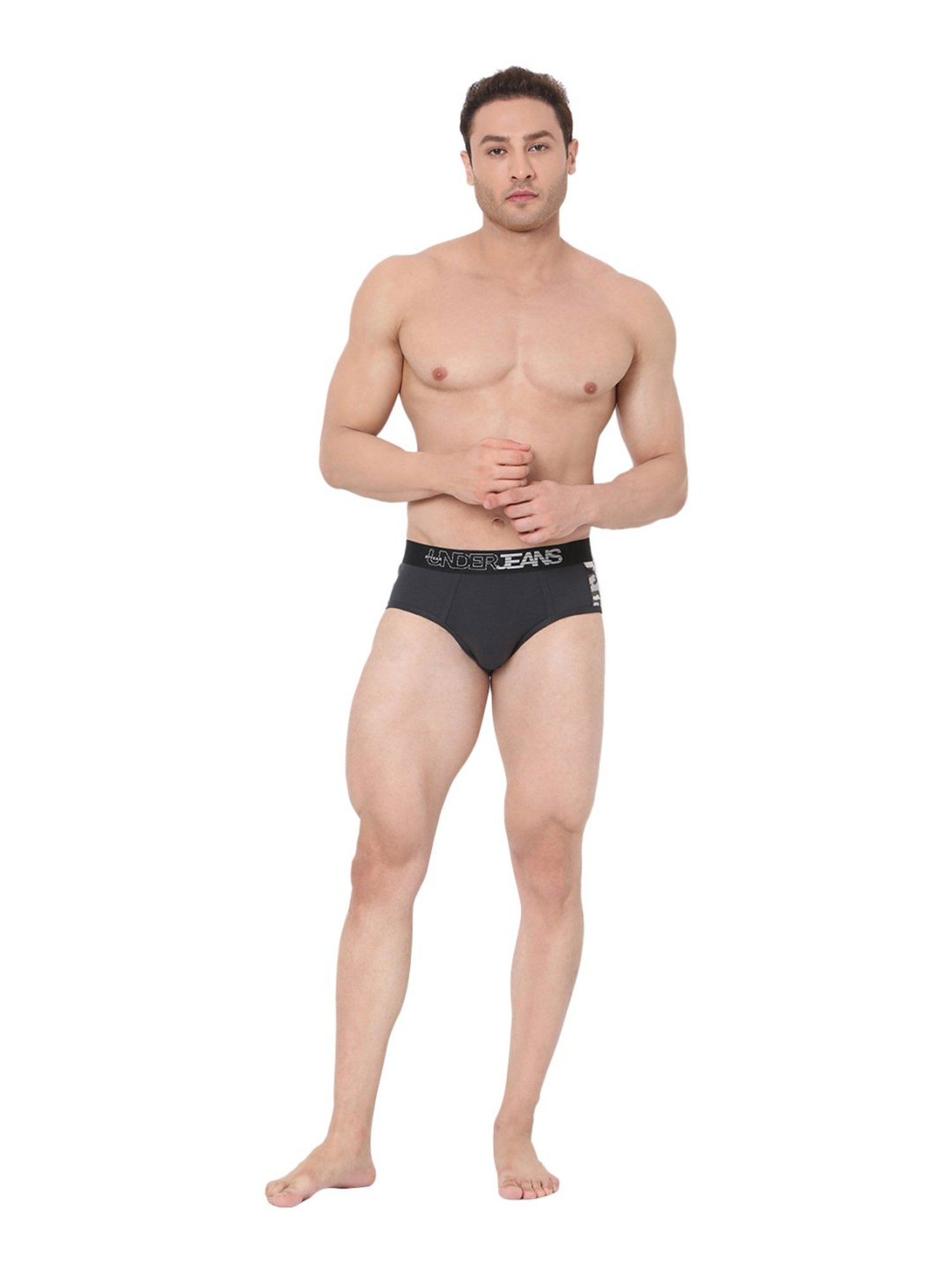 UnderJeans by Spykar Dark Grey Cotton Briefs