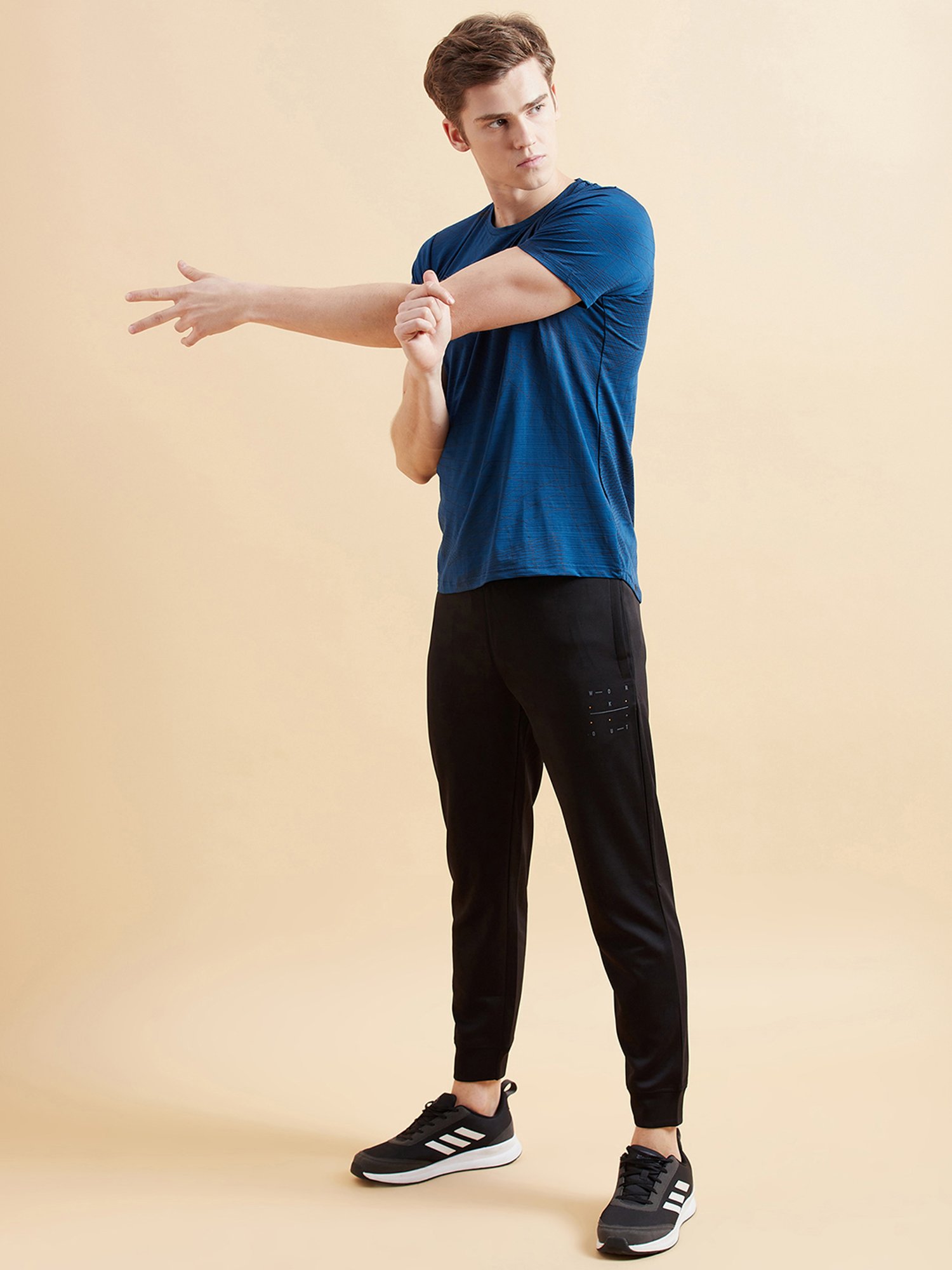 Sweet Dreams Teal Regular Fit Geometric Print Sports T-Shirt