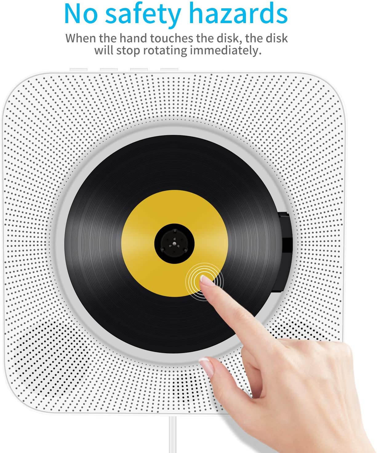 Portable CD Player with Bluetooth, Wall Mountable CD Music Player Home Audio Boombox with Remote Control FM Radio Built-in HiFi Speakers, MP3 Headphone Jack AUX Input Output