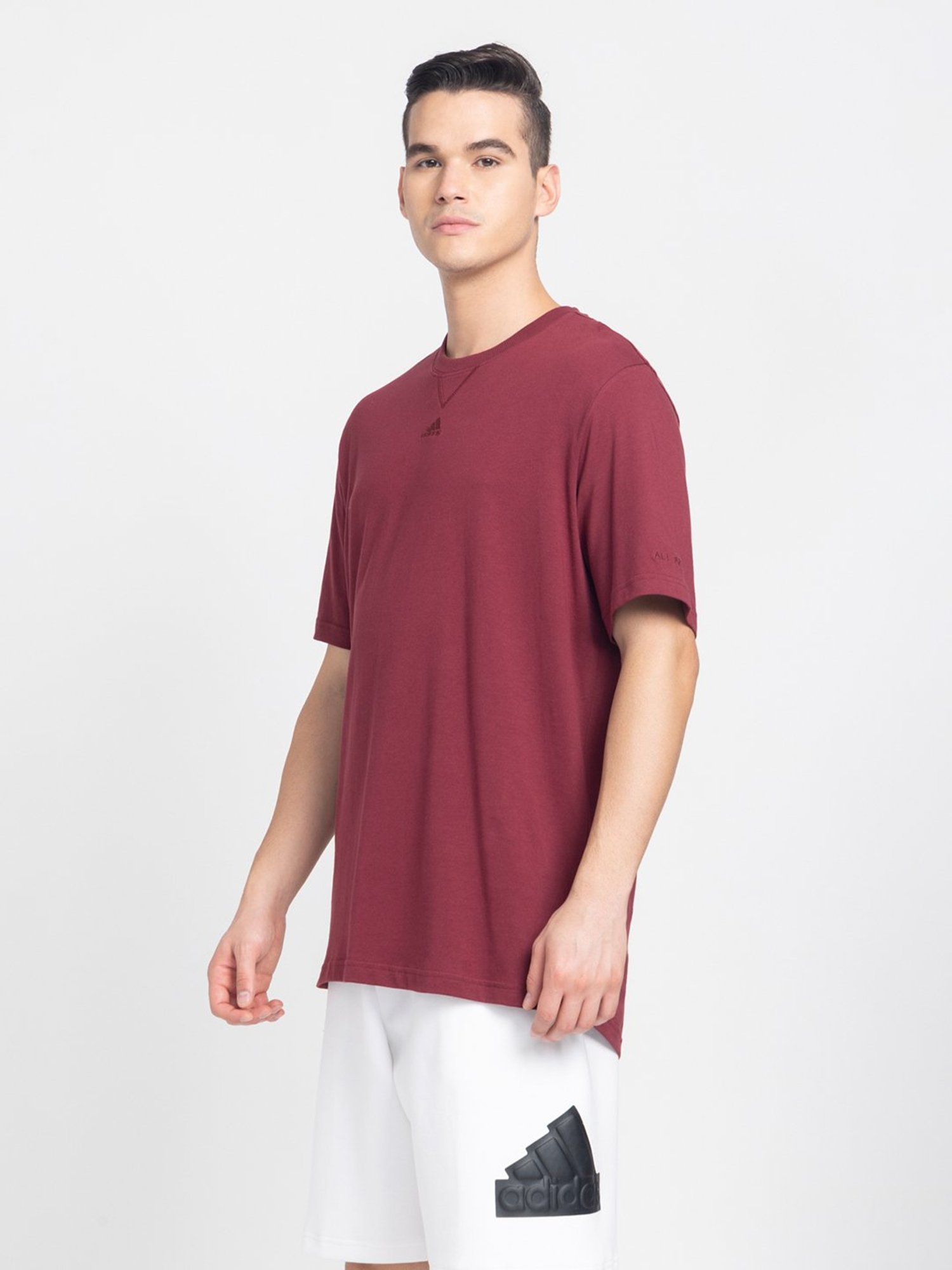 adidas Maroon Loose Fit Sports T-Shirt