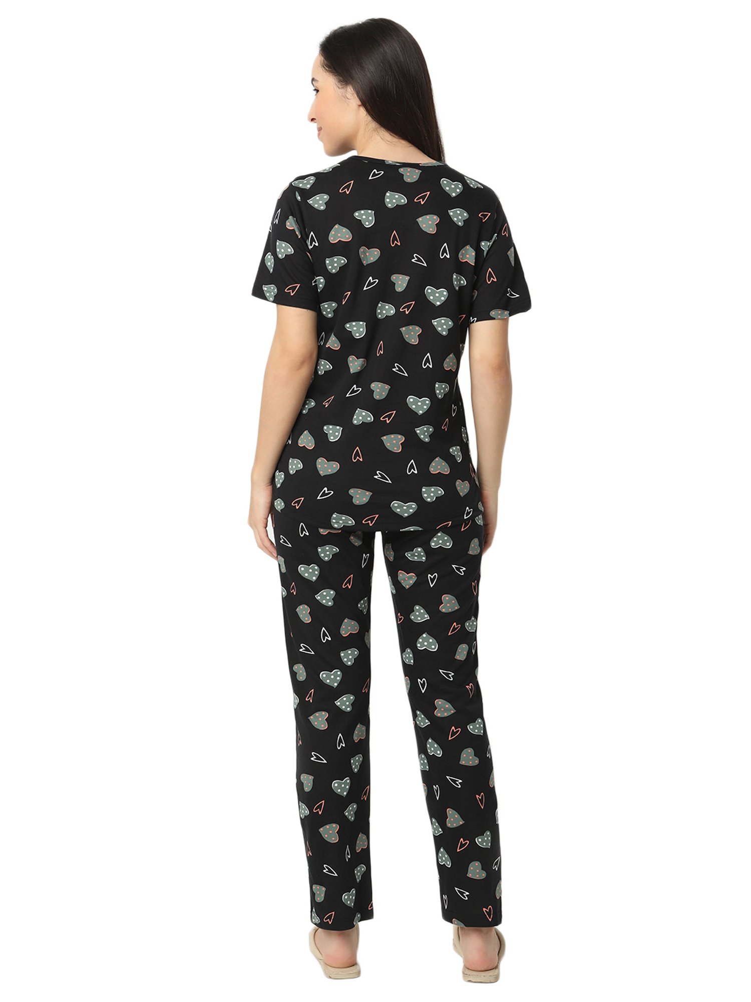 Smarty Pants Black Printed T-Shirt With Pyjamas