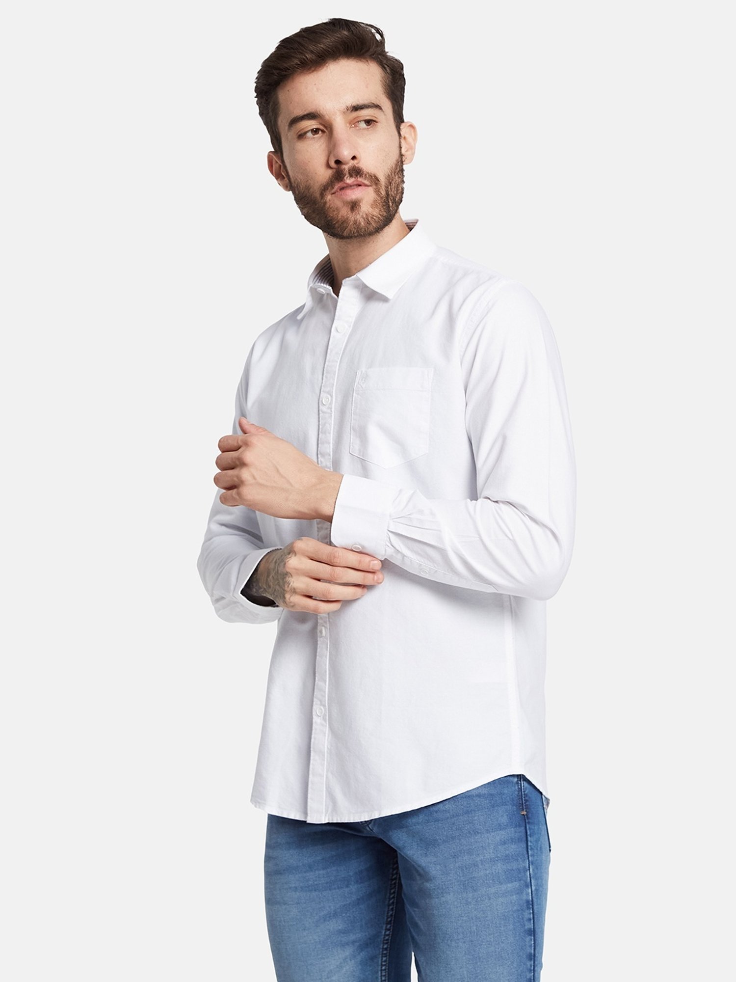 Mettle White Cotton Regular Fit Shirt