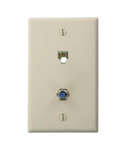 4 Pair With F Connector Standard Plate Light Almond