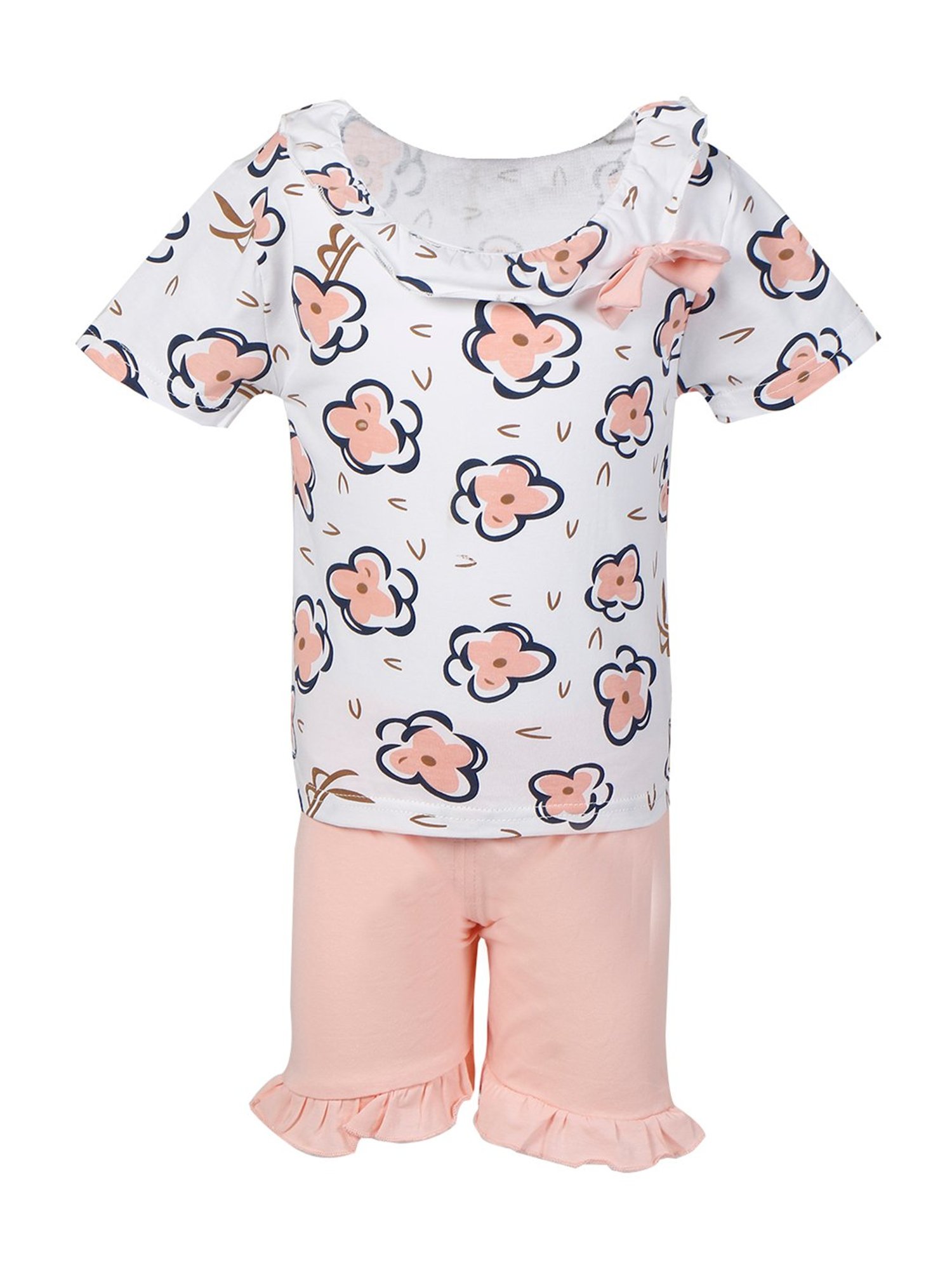 Passion Petals Kids Pink Cotton Printed Top & Shorts