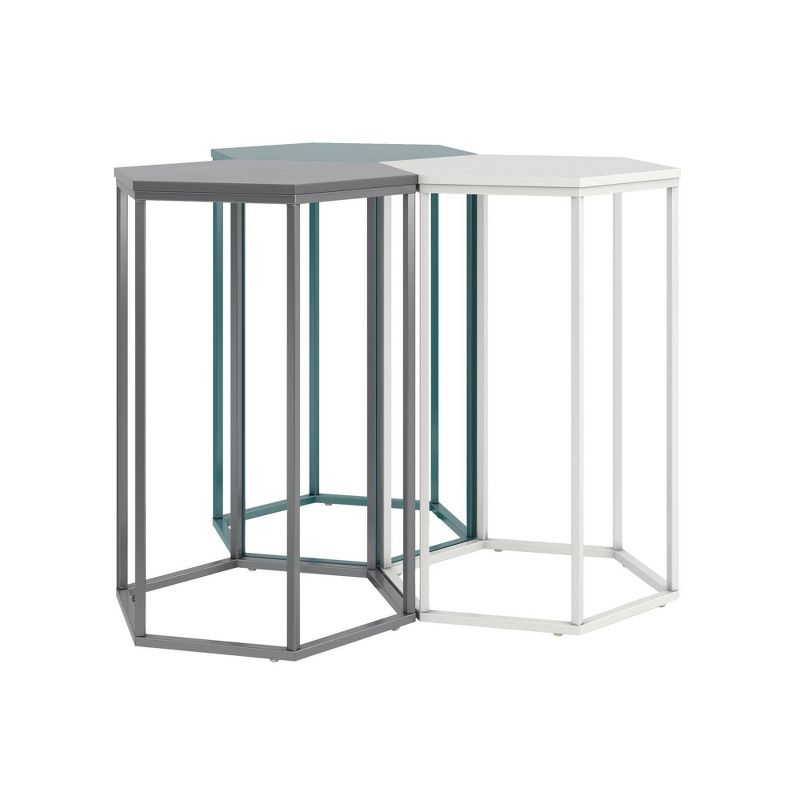 Park Ave. Hexagon Accent Table Set White - CosmoLiving by Cosmopolitan