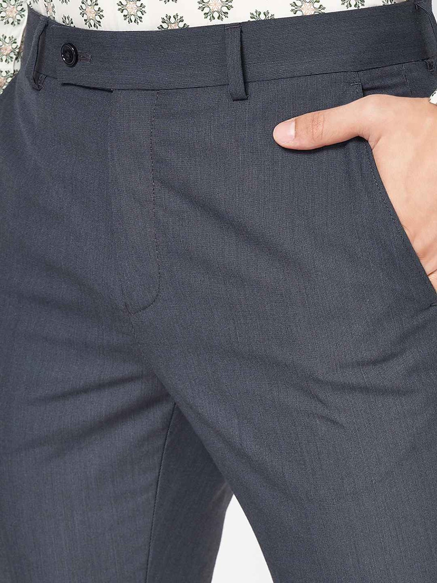 Byford By Pantaloons Black Slim Fit Texture Trousers